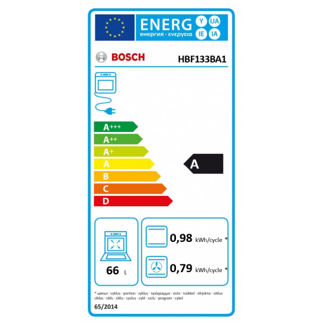 Bosch Oven | HBF133BA1 | 66 L | Electric | EcoClean | Knobs | Height 59.5 cm | Width 59.4 cm | Black