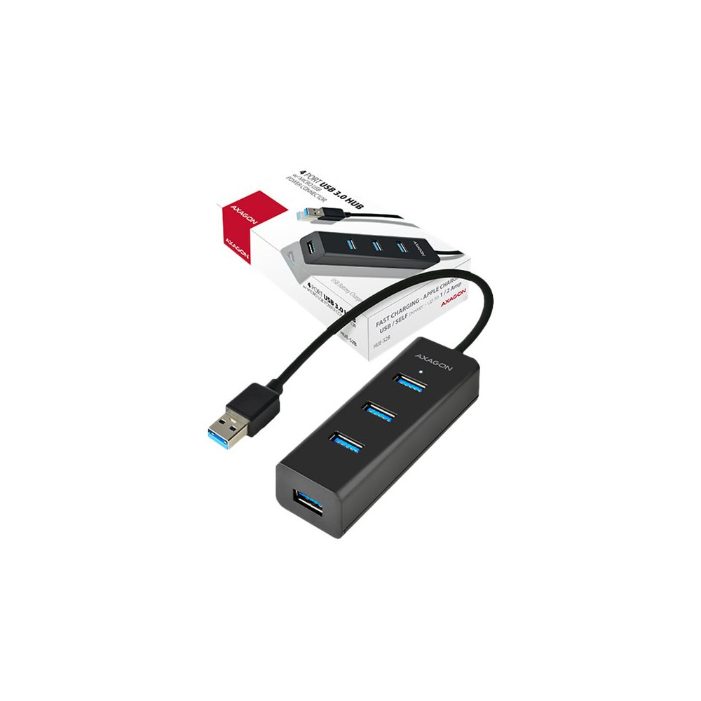 AXAGON Four-port USB 3.0 hub with fast charging and power support | HUE-S2B