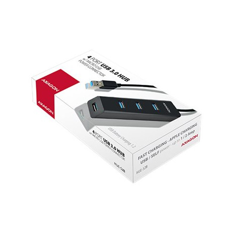 AXAGON Four-port USB 3.0 hub with fast charging and power support | HUE-S2B