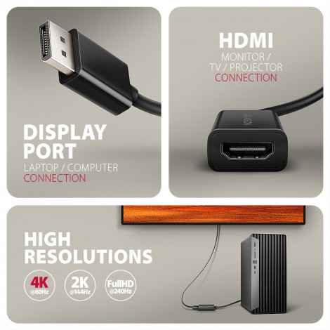 AXAGON RVD-HI20N DisplayPort - HDMI 2.0b adapter, 4K/60Hz