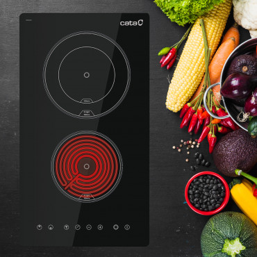 CATA Hob | TD 3002 BK | Vitroceramic | Number of burners/cooking zones 2 | Touch | Timer | Black