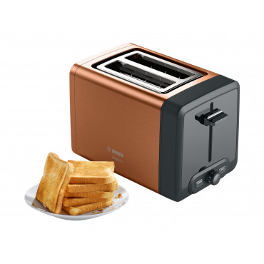 Bosch | DesignLine Toaster | TAT4P429 | Power 970 W | Number of slots 2 | Housing material Stainless Steel | Copper/Black