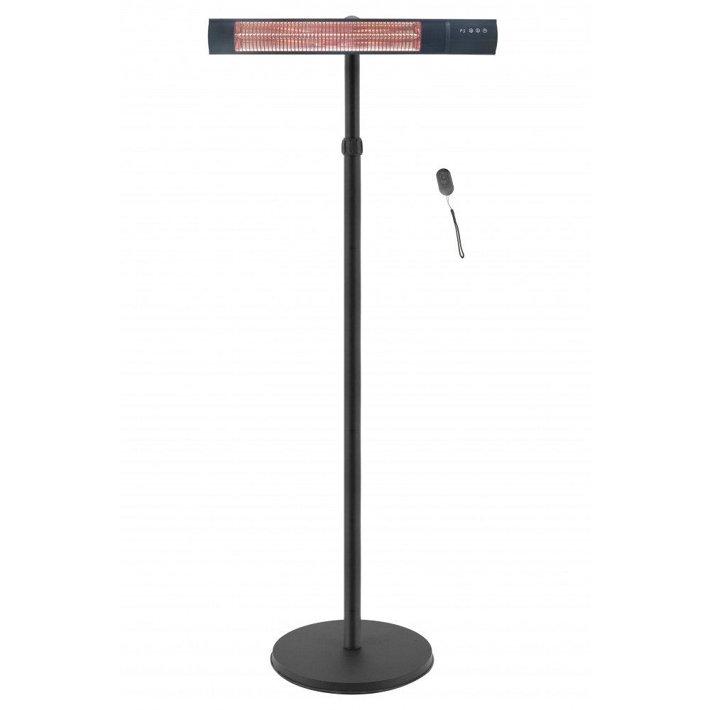 TunaBone Electric Standing Patio Heater, Single carbon golden tube, Black