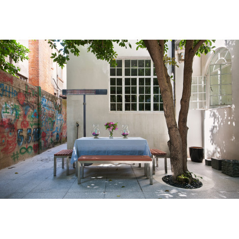 TunaBone Electric Standing Patio Heater, Single carbon golden tube, Black