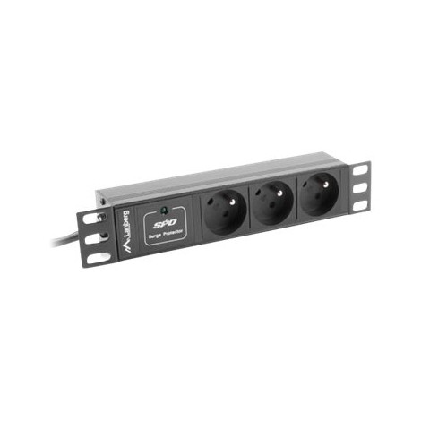 Lanberg Power Distribution Unit (PDU) 10" 1U 16A 2m 3x French Outlets | PDU-03E-0200-BK