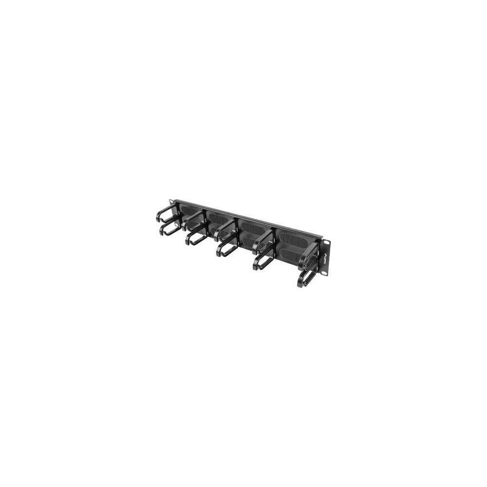 Lanberg 19" cable management brush panel 10 rings - type B 2U, black | Lanberg