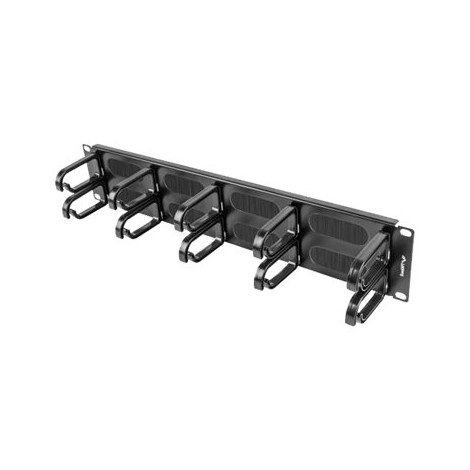 Lanberg 19" cable management brush panel 10 rings - type B 2U, black | Lanberg