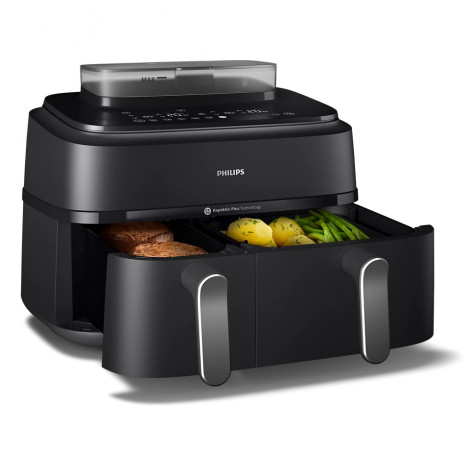Philips | Dual Basket Airfryer | NA551/00 5000 Series | Power 2750 W | Capacity 9 L | RapidAir Plus and Air Steam | Black