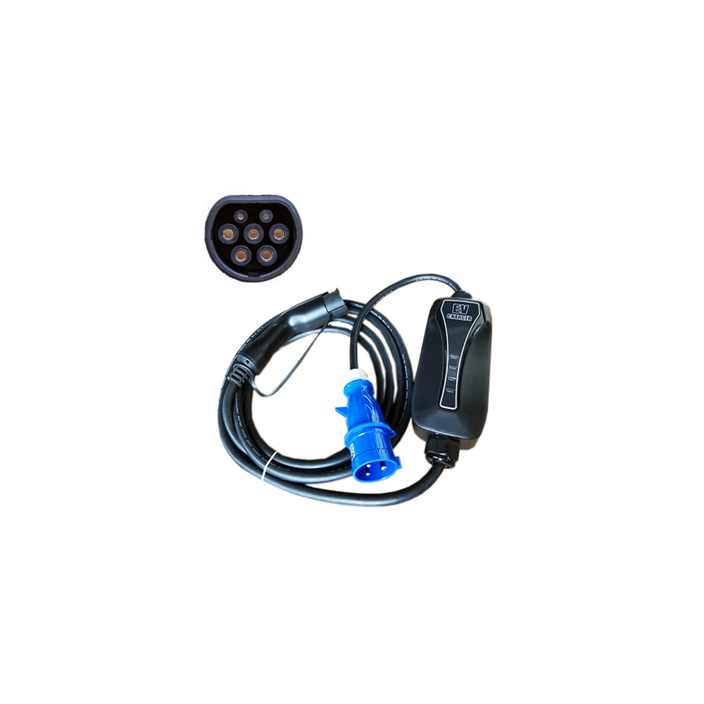 Elektromobilio nešiojamas įkroviklis Type 2 - CEE, 6-32A, 7.2kW, 1-fazė, 5m