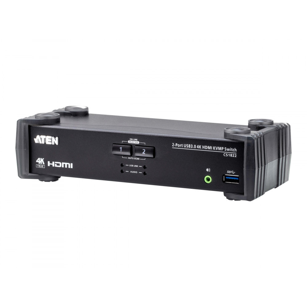 Aten 2-Port USB 3.0 4K HDMI KVMP Switch with Audio Mixer Mode | CS1822
