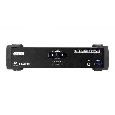 Aten 2-Port USB 3.0 4K HDMI KVMP Switch with Audio Mixer Mode | CS1822
