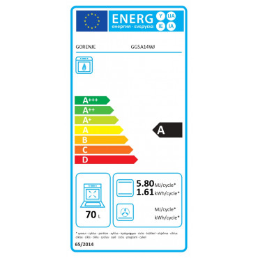 Gorenje Cooker | GG5A14WJ | Hob type Gas | Oven type Gas | White | Width 50 cm | Depth 59.4 cm | 70 L