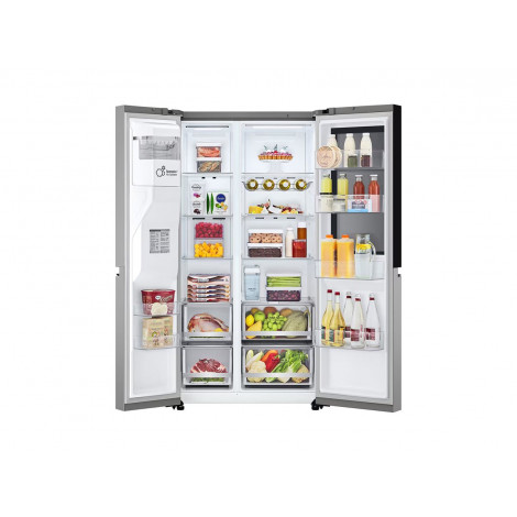 LG GSGV81PYLL Refrigerator, Free-standing, Side by Side, E, Height 1.79 m, Net fridge 416 L, Net freezer 190 L, Silver