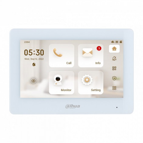 IP domofono monitorius 7 col. Wi-Fi,1024x600,Micro SD kortelės prievadas,PoE(802.3af) baltas, SIP