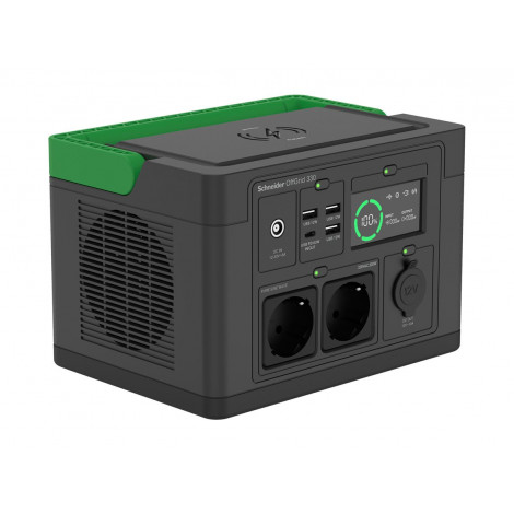 APC OffGrid Portable Power Station 330, 230V, 332Wh Lithium-ion, LCD, 2 CEE 7/3 Schuko outlets, Sinewave, 3 USB-A, 1 USB-C, Wire