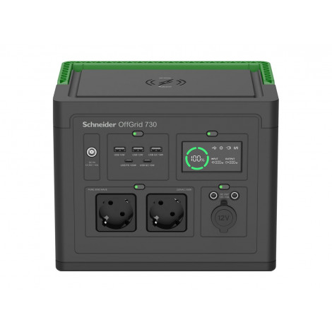 APC OffGrid Portable Power Station 730, 738Wh Lithium-ion, LCD, 2 CEE 7/3 Schuko outlets, Sinewave, 3 USB-A, 2 USB-C, Wireless C