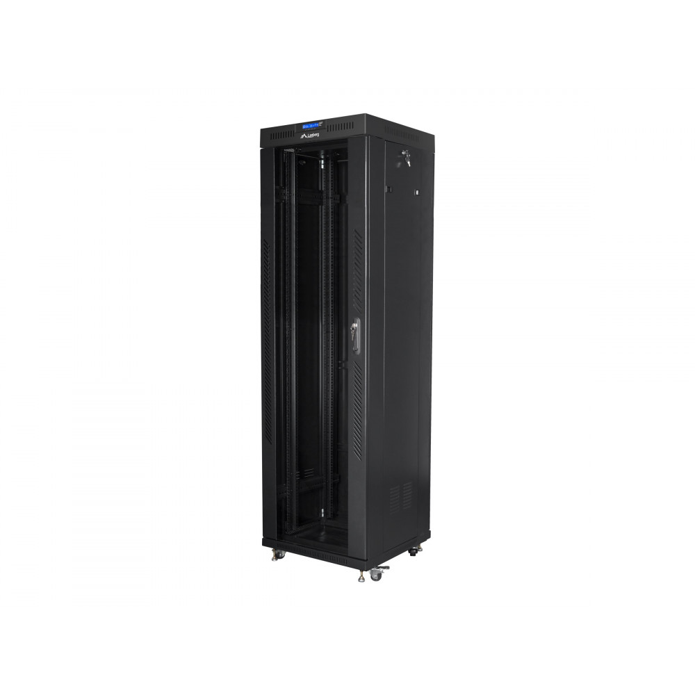 Lanberg | Rack cabinet 19" free-standing 42U/600x600 (flat pack) with glass door lCD V2 | FF01-6642-12BL | Black