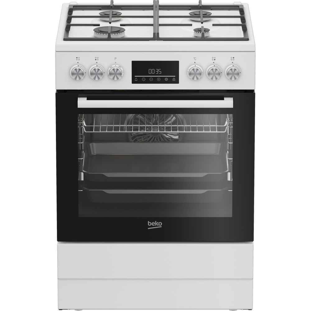 BEKO Cooker | FBM62330GWDTN | Hob type Gas | Oven type Electric | White | Width 60 cm | Grilling | LED | Depth 60 cm | 72 L