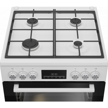 BEKO Cooker | FBM62330GWDTN | Hob type Gas | Oven type Electric | White | Width 60 cm | Grilling | LED | Depth 60 cm | 72 L