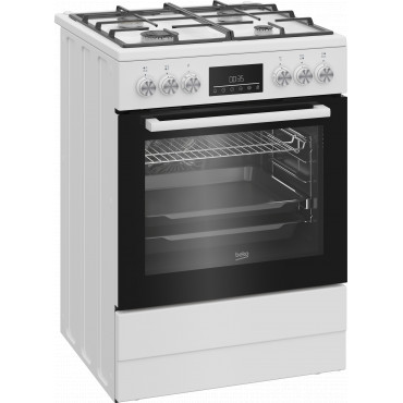 BEKO Cooker | FBM62330GWDTN | Hob type Gas | Oven type Electric | White | Width 60 cm | Grilling | LED | Depth 60 cm | 72 L