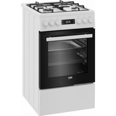 BEKO Cooker | FSM51339DWDS | Hob type Gas | Oven type Electric | White | Width 50 cm | Grilling | LED | Depth 60 cm | 60 L