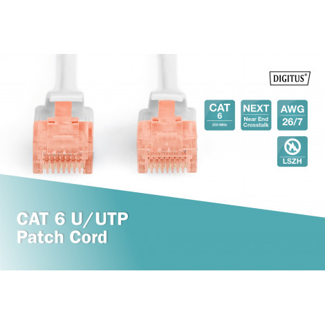 Digitus CAT 6 U/UTP | Patch cord | Length 20 m | Grey