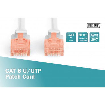 Digitus CAT 6 U/UTP | Patch cord | Length 3 m | Grey