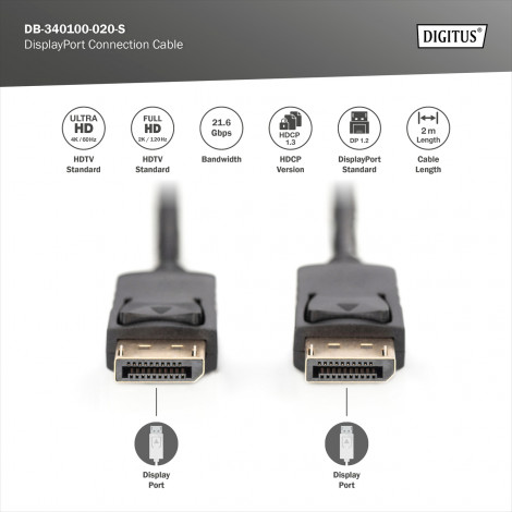 Digitus DisplayPort Connection Cable | DisplayPort | 2 m