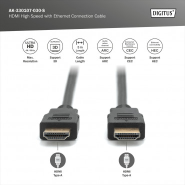 Digitus 4K HDMI 2.0 Connection Cable | HDMI to HDMI | 3 m