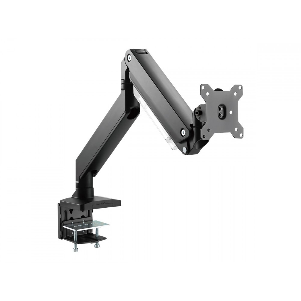 Digitus Desk Mount | Universal Single Monitor Mount with Gas Spring and Clamp Mount | Adjustable Height, Rotate, Tilt, Swivel | 
