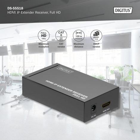 Digitus | HDMI IP Extender Receiver, Full HD | DS-55518