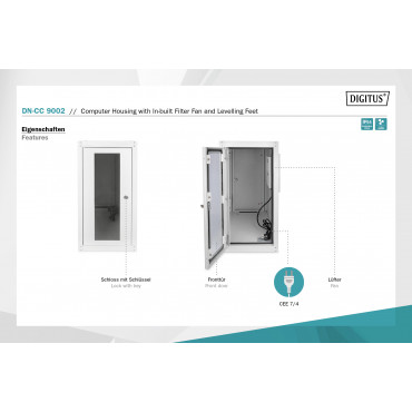 Digitus Computer housing with in-built filter fan and levelling feet | DN-CC 9002 | Light grey