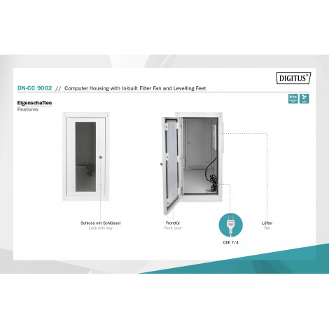 Digitus Computer housing with in-built filter fan and levelling feet | DN-CC 9002 | Light grey