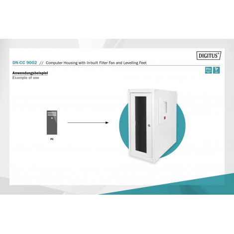Digitus Computer housing with in-built filter fan and levelling feet | DN-CC 9002 | Light grey