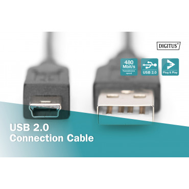 Digitus Connection Cable, 1.8 m | AK-300108-018-S | USB Type A to USB Mini B