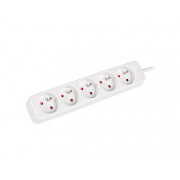 Lanberg Cable Power Strip, 5X French Outlets Quality-Grade Copper, 1.5 m | PS0-05E-0150-W