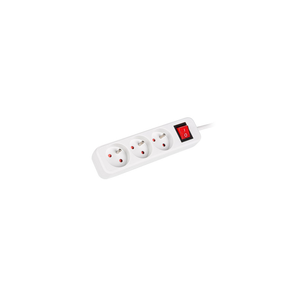 Lanberg Cable Power Strip, 3X French Outlets with Switch, Quality-Grade Copper, 1.5 m | PS1-03E-0150-W