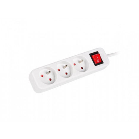 Lanberg Cable Power Strip, 3X French Outlets with Switch, Quality-Grade Copper, 1.5 m | PS1-03E-0150-W