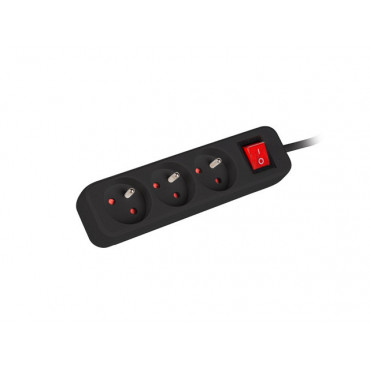 Lanberg Cable Power Strip, 3X French Outlets with Switch, Quality-Grade Copper, 1.5 m | PS1-03E-0150-BK