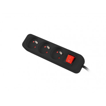 Lanberg Cable Power Strip, 3X French Outlets with Switch, Quality-Grade Copper, 1.5 m | PS1-03E-0150-BK