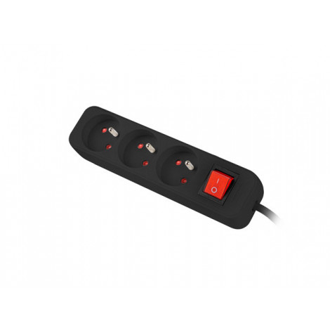 Lanberg Cable Power Strip, 3X French Outlets with Switch, Quality-Grade Copper, 1.5 m | PS1-03E-0150-BK