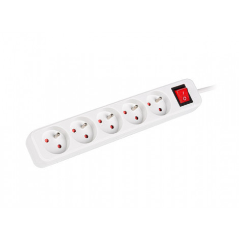 Lanberg Cable Power Strip, 5X French Outlets with Switch, Quality-Grade Copper, 1.5 m | PS1-05E-0150-W