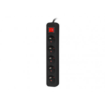Lanberg Cable Power Strip, 5X French Outlets with Switch, Quality-Grade Copper, 1.5 m | PS1-05E-0150-BK
