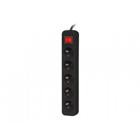 Lanberg Cable Power Strip, 5X French Outlets with Switch, Quality-Grade Copper, 1.5 m | PS1-05E-0150-BK