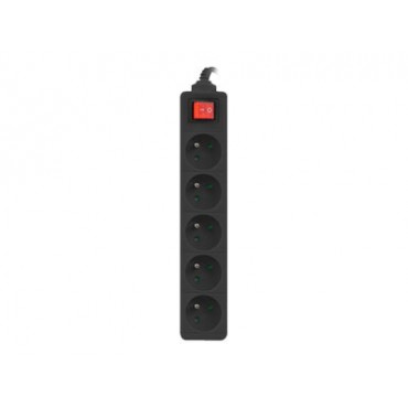 Lanberg Cable Power Strip, 5X French Outlets with Switch, Quality-Grade Copper, 1.5 m | PS1-05E-0150-BK