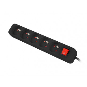 Lanberg Cable Power Strip, 5X French Outlets with Switch, Quality-Grade Copper, 1.5 m | PS1-05E-0150-BK