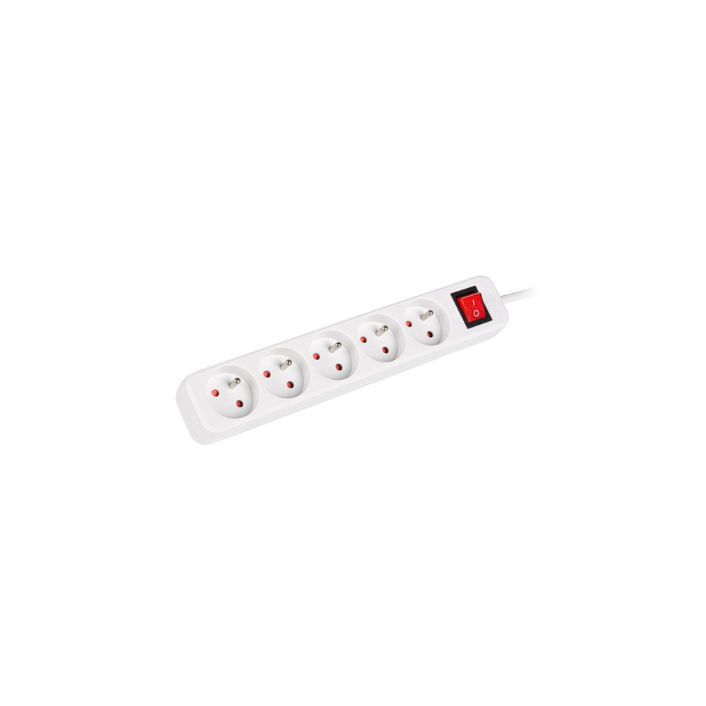 Lanberg Cable Power Strip, 5X French Outlets with Switch, Quality-Grade Copper, 3 m | PS1-05E-0300-W