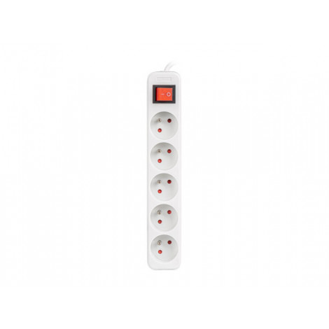 Lanberg Cable Power Strip, 5X French Outlets with Switch, Quality-Grade Copper, 3 m | PS1-05E-0300-W