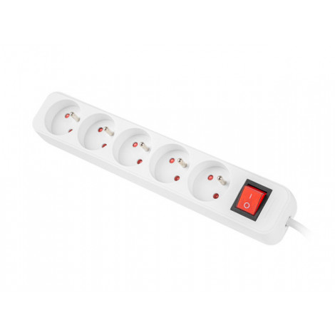 Lanberg Cable Power Strip, 5X French Outlets with Switch, Quality-Grade Copper, 3 m | PS1-05E-0300-W