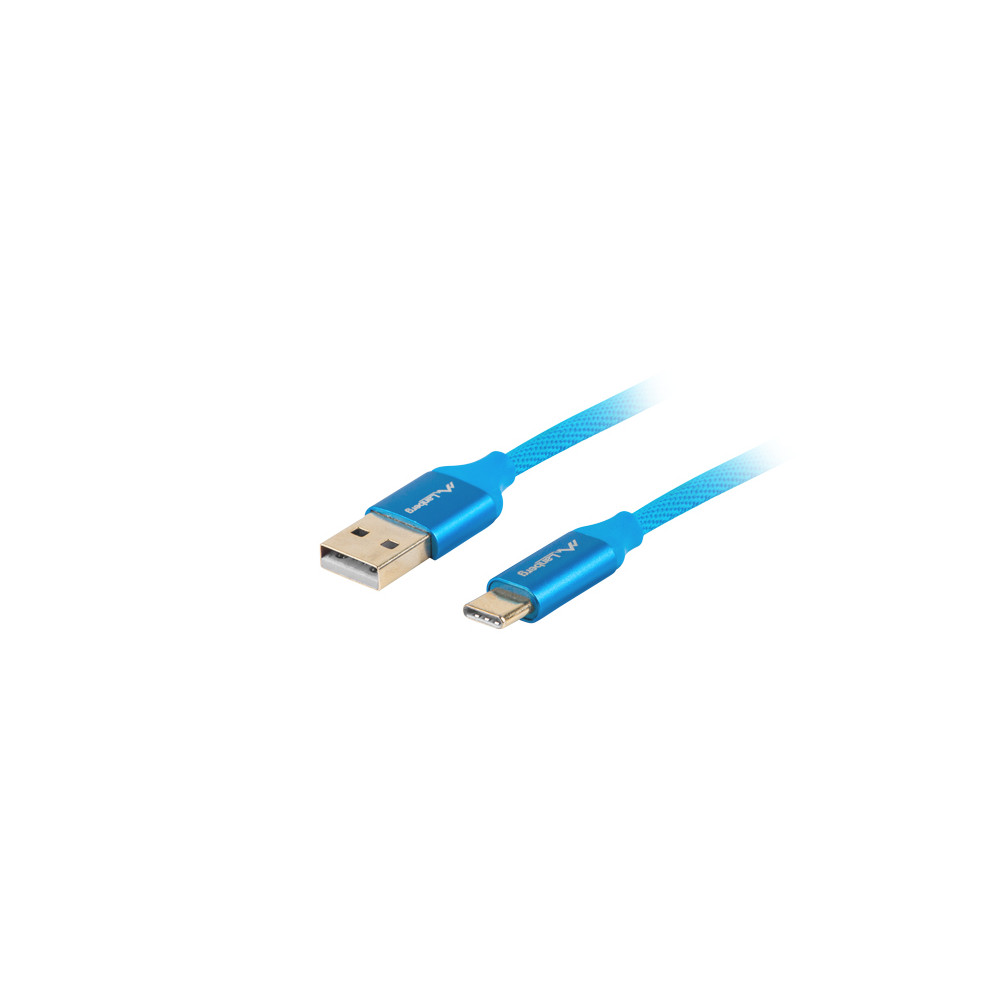 Lanberg USB Type-C to USB Type-A 2.0 Cable Blue Premium QC 3.0, 1 m | CA-USBO-22CU-0010-BL | USB Type-C to USB Type-A